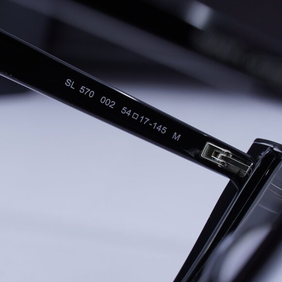 Saint Laurent SL570 002 Cat Eye Sunglasses - Black/Silver/Silver Mirror